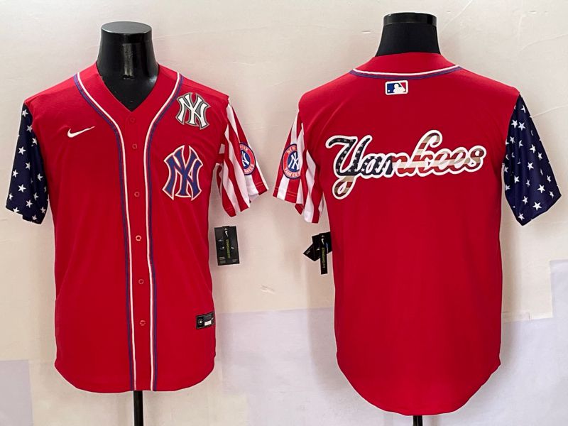 Men New York Yankees Blank Red a generation of national flags Jointly Name 2025 Nike MLB Jersey style 12
